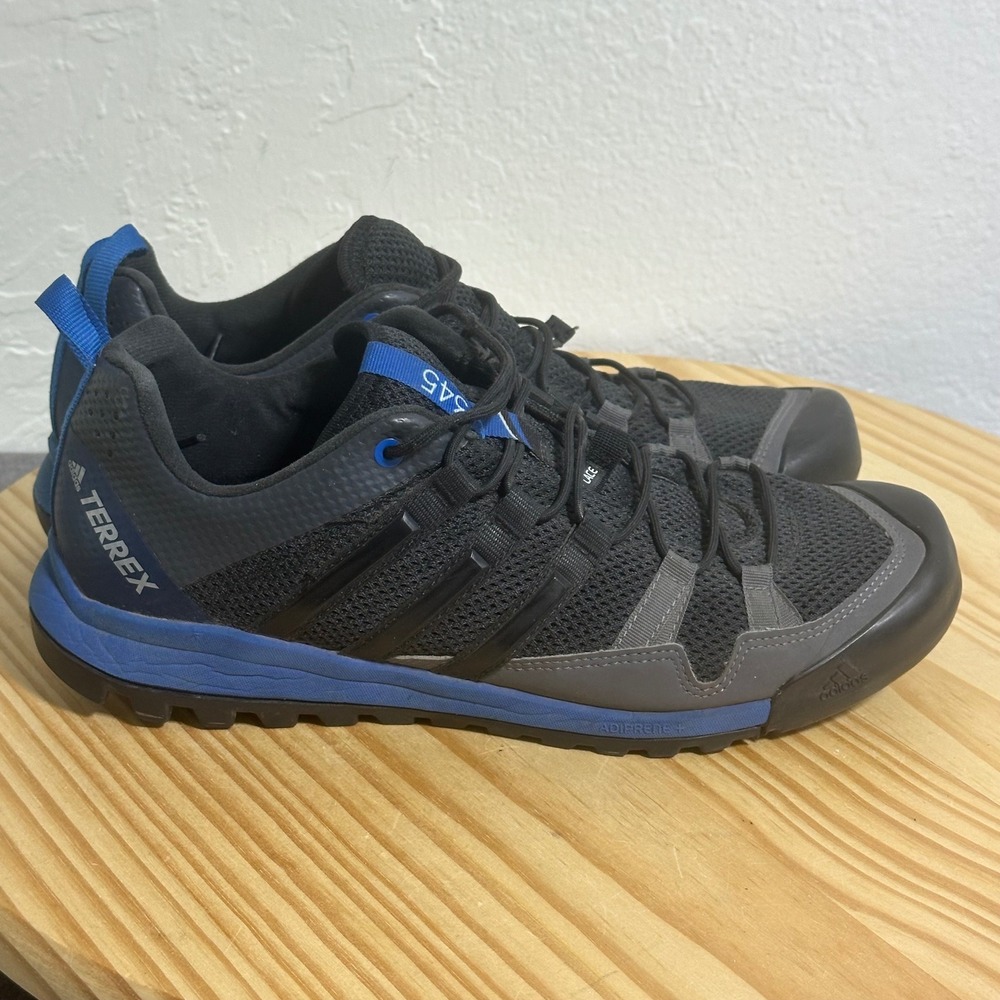 Adidas Terrex Swift Solo Mens 8.5 Black Blue Approach Hiking Shoes CM7657